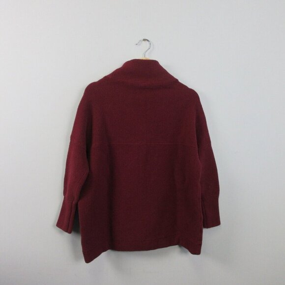 Free People Ottoman Slouchy Sweater Women XS Burgundy Cotton Blend Oversized 614 - Picture 2 of 13